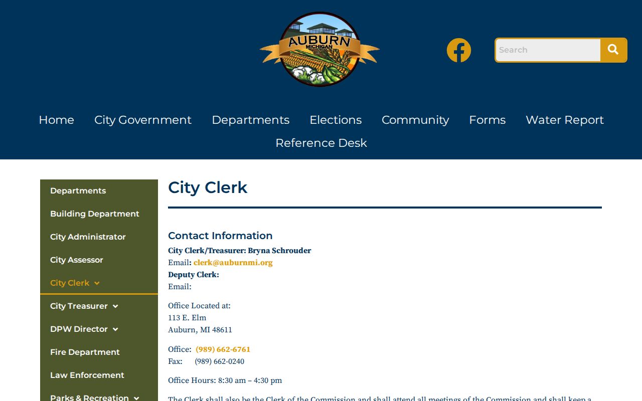 Bay County Auburn court docket city clerk and City Hall contact source