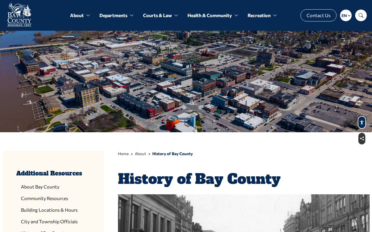 Bay City court docket source for Bay County courthouse history