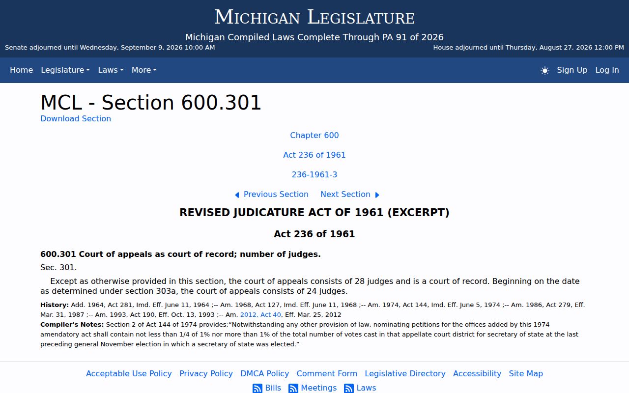 Bay County civil docket Michigan Court of Appeals jurisdiction source
