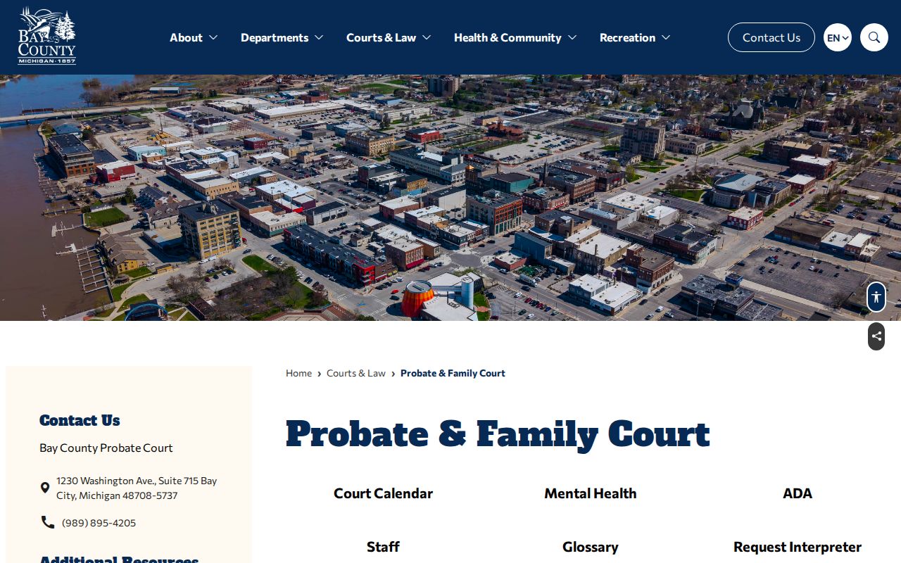 Bay County court docket source for Probate and Family Court