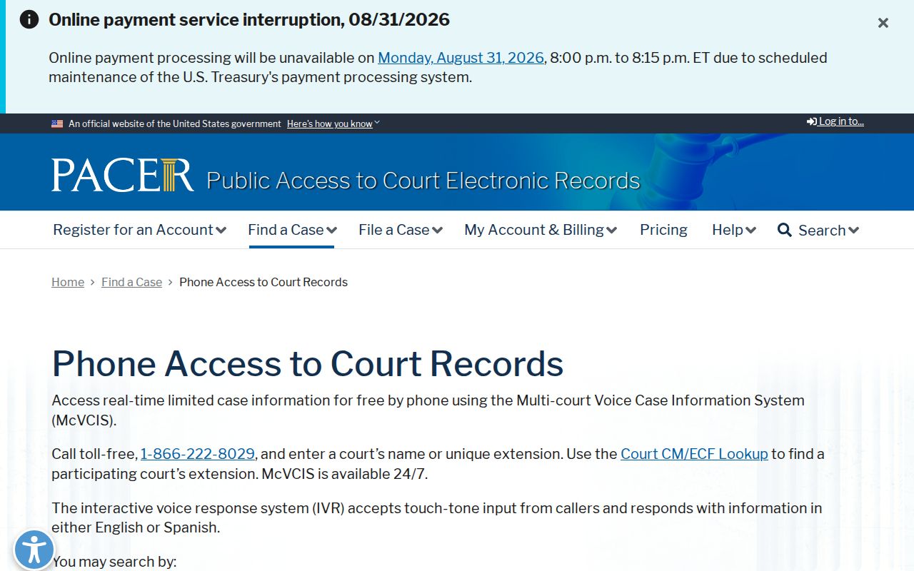 Bay County Pinconning court docket PACER federal court records access source